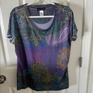 Appropriate Behavior Women Paisley Print Top in Purple and Blue, Size XL, NWOT